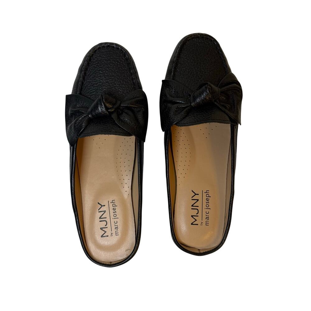 MJNY by Marc Joseph Diane St Black Leather Bow Mules 7 - Picture 2 of 11